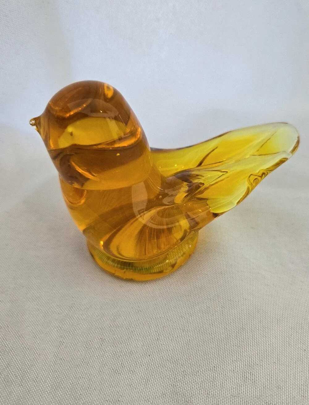 Titan Art Glass Golden Canary Amber Hand Blown Glass Bird Figurine